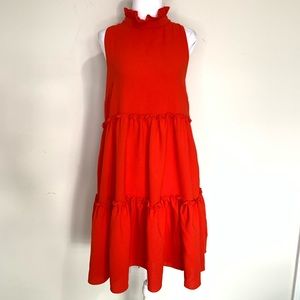 Anthropologie Elliat Sonnet Babydoll Tiered Chiffon Dress Flowy Red Medium BNCM1